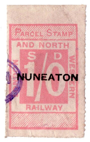 (I.B) London & North Western Railway : Parcel Stamp 1/- (Nuneaton)