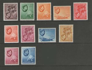 Seychelles 1938 KGVI Sc 125-128,130,134-35,137-39 MH