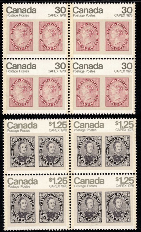 Canada - Capex '78 Mint Blocks SC 755 & 756 NH 30c & $1.25