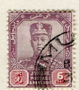 MALAYA JOHORE;  1922-41 early Sultan Ibrahim issue used 6c. value