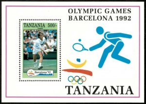 Tanzania 1992 - Barcelona Olympics, Tennis - Souvenir Sheet - Scott 911 - MNH