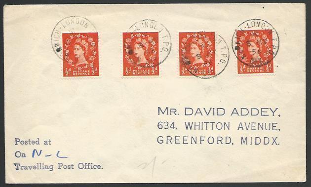 GB 1954 cover NORWICH - LONDON TPO / DAY railway cancel....................53347