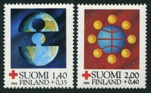 Finland B233-B234,MNH.Michel 946-947. Red Cross-1984.Globe puzzle,Communication.