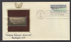 US 2109 Vietnam Veterans Memorial Gold Foil PCS U/A FDC