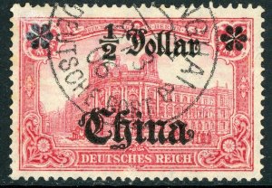 China 1906 Germany ½ D/1 Mark Carmine Sc #53 Shanghai CDS O84