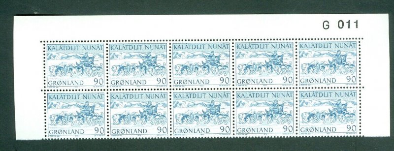 Greenland.1 Mnh 10-Plate Block 1972 # G 011. 90 Ore Dog Sled. Sc# 81. Eng.Slania 