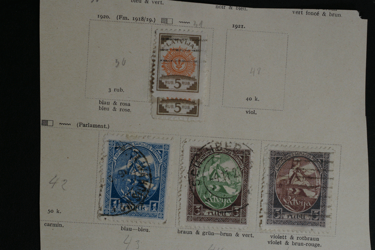 56 Latvian Stamps Assortment on Album Page Pieces