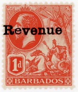 (I.B) Barbados Revenue : Duty Stamp 1d (1916) small 'e' variety