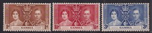 Gambia 1937 KGV1 Set Coronation MM SG 147 - 149 ( H1062 )