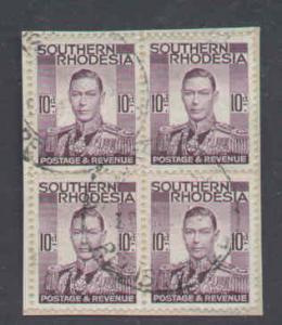 Southern Rhodesia-SC#49-used block of 4-10p violet KGVI-193