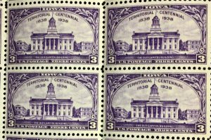 838   Iowa Territory Centennial    MNH 3 c  Sheet of 50   1938 