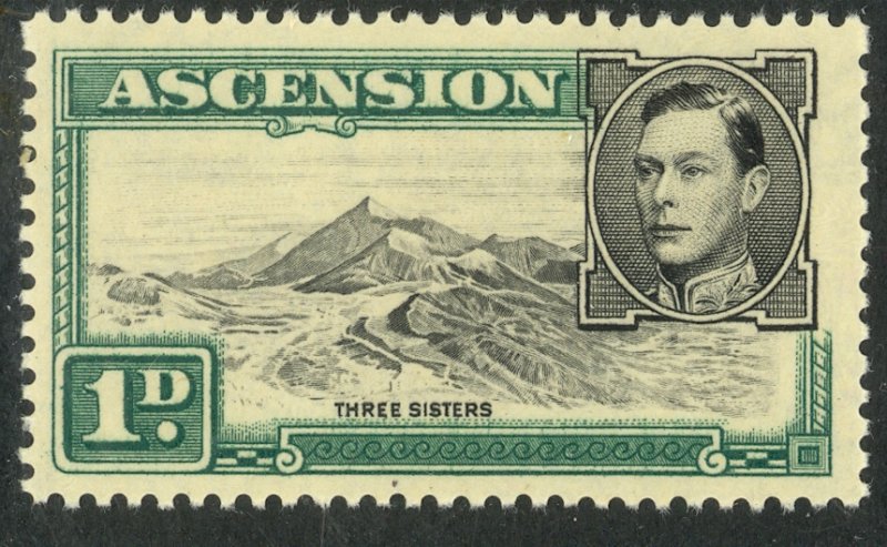 ASCENSION 1938-53 KGVI 1d Green & Black THREE SISTERS Pictorial Sc 41D MNH