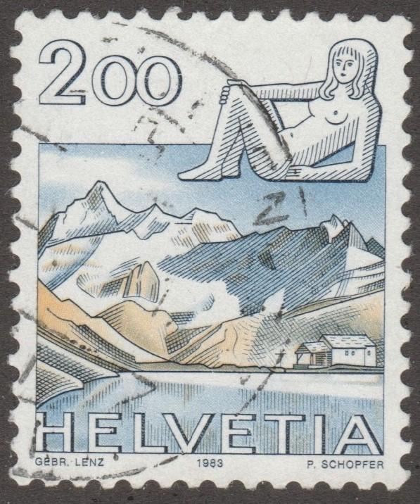 Switzerland, Scott# 724 used, mountains, lady,  #M320