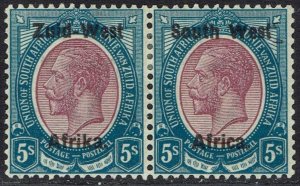 SOUTH WEST AFRICA 1923 KGV 5/- PAIR SETTING I