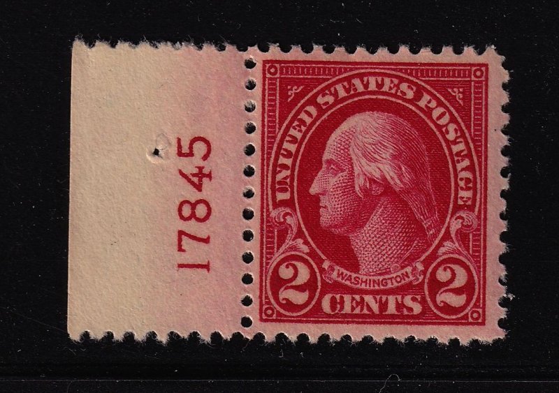 1923 Washington 2c carmine Sc 554 MNH 17845L VF plate number single CV $15