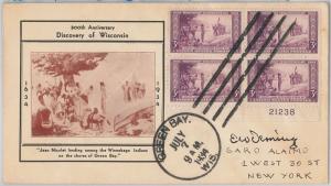 52530 - UNITED STATES - CACHET FDC COVER Scott # 739 (4) 1934 - WISCONSIN  STATE