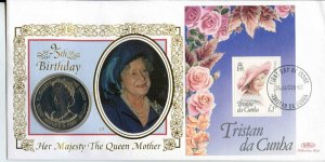 2000 Benham Queen Mother 95th Birthday Coin Cover with Tristan da Cunha Coin 