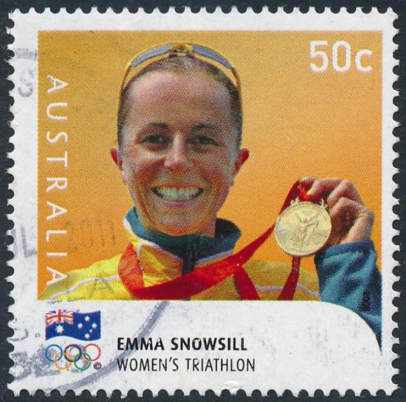 Australia 2008 50c Gold Medal Winners Emma Snowsill Perf 14½ Sheet SG3046A Used