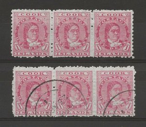 Cook Is 1902 sg.29 strips of 3 mint hinged or used 