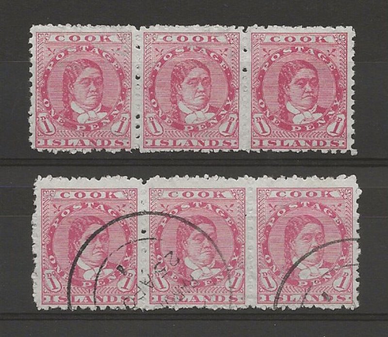 Cook Is 1902 sg.29 strips of 3 mint hinged or used 