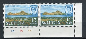 ST.LUCIA; 1960s early QEII pictorial issue MINT MNH Sheet CORNER PAIR