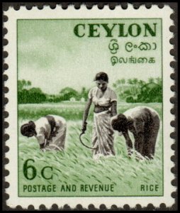 Ceylon 321 - Mint-H - 6c Picking Rice (1954)