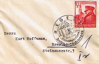 Germany 12pf+38pf Hitler's 50th Birthday Semi-Postal 1939 Eger, 50 Geburtstag...