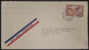 1935 Canada Airmail Cover #C5 Sent To NY From Montreal Large S Cancel