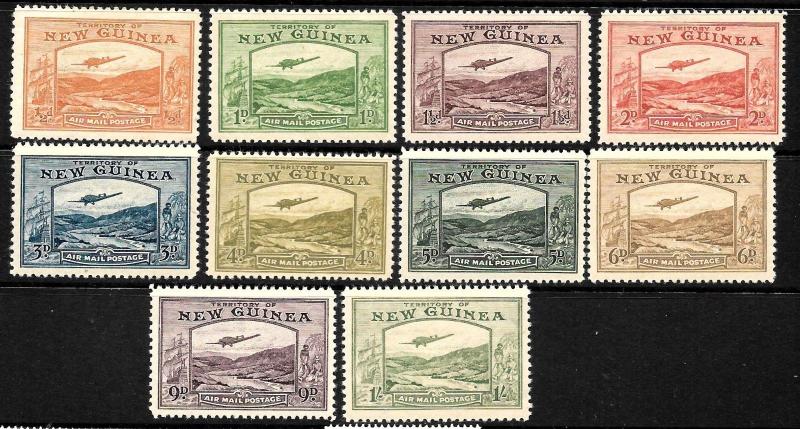 NEW GUINEA 1939    AIRMAIL SET TO 1/-  MNH/MVLH     SG 212/21