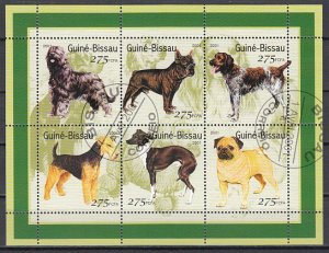 Guinea Bissau, Mi cat. 1565-1570 A. Various Dogs sheet. Canceled.