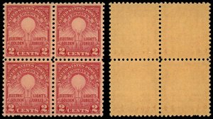 US Sc 654 VF/MNH BLOCK of 4 - 1929 2¢ - Edison's First Lamp