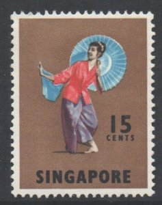 Malaya Singapore Scott 89 - SG106, 1968 Masks & Dancers 15c MNH**