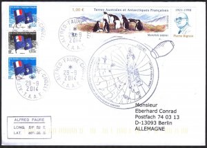 {A146} TAAF 2014 Birds Penguins Flags Antarctic Alfred Faure Cover