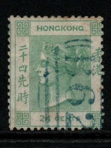 HONG KONG SG5 1862 24c GREEN USED