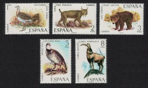 Spain Bustard Partridge Birds Lynx Bear Ibex Fauna 5v 1971 MNH SC#1680-1684