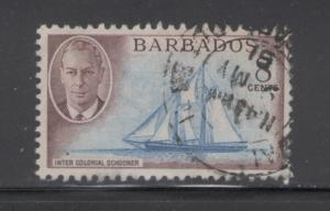 Barbados 1950 King George VI 8c Scott # 221 Used