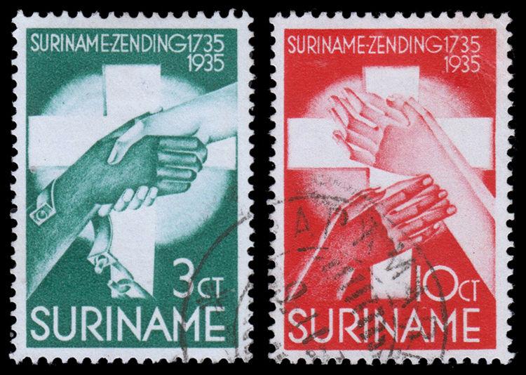 Surinam Scott B18, B21 (1935) Used H VF, CV $16.50 B