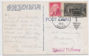 Omaha, NE to Madison, Wi 1955 Special Delivery Postcard #E19 & 2c (55335)