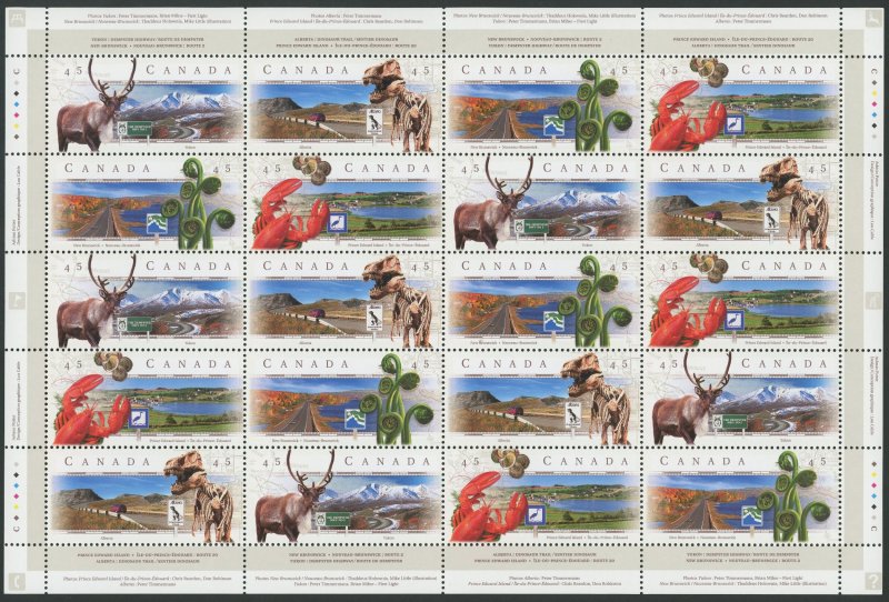 Canada - 1739 - 1742a - Scenic Highways 2 - Full pane of 20 Mint nh