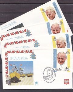 Poland, 1987 issue. Pope John Paul II visit to Poland on 4 Covers.