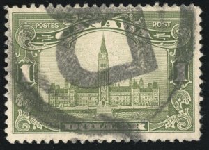 Canada Scott 159  Used $1 Olive Green 1929  QC026  bhmstamps