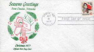 Unknown Cachet Thermographed FDC for the 1977 Rural Mailbox Christmas Stamp