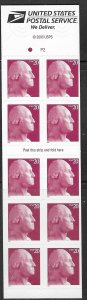 US#3482a $0.20 George Washington  Booklet pane of 20 (MNH) CV $5.50