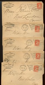 ?Montreal Machine FLAG cancels 1897 Canadian Fibre Small Queen  Canada cover