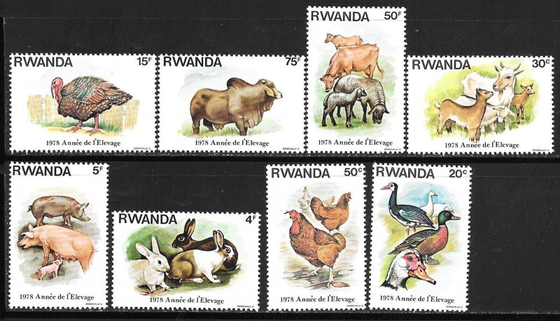 RWANDA Sc 897-904 NH ISSUE OF 1978 - DOMESTIC ANIMALS