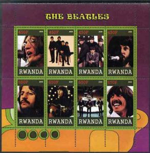 RWANDA - 2009 - The Beatles - Perf 8v Sheet - MNH - Private Issue