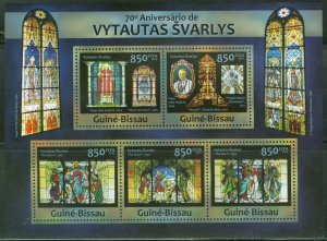 GUINEA BISSAU  2013 70th BIRTH VYTAUTAS SVARLYS W/POPE JOHN PAUL II SHT  MINT NH