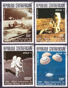 1989 Central African Republic 1377-1380 used 20 years of Apollo 11 moon landing