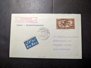 1931 Egypt Airmail LZ 127 Graf Zeppelin Cover Cairo to Tetschen Czechoslovakia