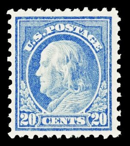 Scott 515 1917 20c Light Ultramarine Franklin Issue Mint VF OG LH Cat $40